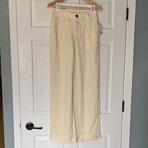 Faux Linen Wide-Leg Pants